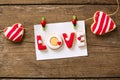 Love cookies on wooden background Royalty Free Stock Photo