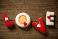 Love cookies on wooden background Royalty Free Stock Photo