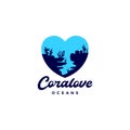 Love with coral ocean abstract logo design Royalty Free Stock Photo