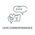 Love correspondence vector line icon, linear concept, outline sign, symbol