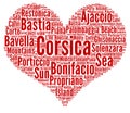 Love Corsica word cloud concept