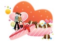 love couple with candy box. Vector illustration decorative design