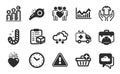 Love couple, Graph chart and Time icons set. Heart, Whistle and Ambulance car signs. Vector