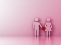 Love couple holding hand with red heart on light pink pastel color background with shadow and reflections Love couple concept Royalty Free Stock Photo