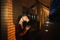 Love couple in the night city. Feelings. Love