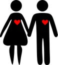 Love couple, silhouette girl and boy, heart, shadow,