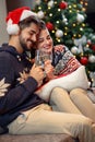 Love couple toast for happy Christmas holiday