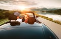 In love couple traveling by cabriolet car Royalty Free Stock Photo