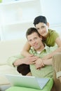 Love couple using laptop Royalty Free Stock Photo