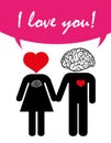 Love couple, valentine's day, love with heart and brain