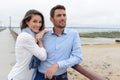 Love couple on wooden jetty