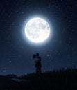 Love couples under the moonlight Royalty Free Stock Photo
