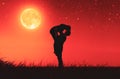 Love couples under the moonlight Royalty Free Stock Photo