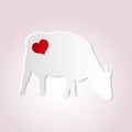Love cow from paper simple silhouette icon Royalty Free Stock Photo