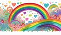 a love craft fantasy sticker paper cutout poster happy colorful drawing cloud rainbow heart star sun nursery card shape drawn Royalty Free Stock Photo