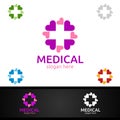 Love Cross Medical Hospital Logo for Emergency Clinic Drug store or Volunteers