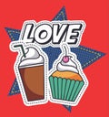 love cup cake t shirt print vector art Royalty Free Stock Photo