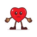 love cute cartoon character mascot red color, sad expression emoticon, heart shape element vector graphic