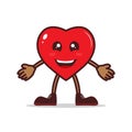 love cute cartoon character mascot red color, smiley emoticon, happy expression, element vector