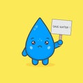Cute Water Drop Characters Hold The Boards Royalty Free Stock Photo