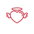 Love with cute fairy wing Icon. Simple Heart Illustration Line Style Logo Template Design