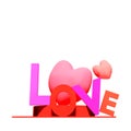 3d rendering love backround text