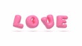 love 3d illustration love word in pink bubbl