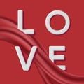 love 3d letters with red fabric textile wave Royalty Free Stock Photo