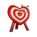 Love darts icon. Red darts with arrows. Valentines day. Red and white dart in form of a heart. 3D render. 3d illustration