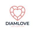 Love diamond logo icon design template sign. Modern diamond heart love logo icon vector template Royalty Free Stock Photo