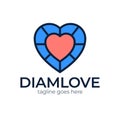 Love diamond logo icon design template sign. Modern diamond heart love logo icon vector template Royalty Free Stock Photo