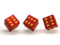 Love dice in red with gold hearts Royalty Free Stock Photo