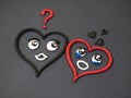 Love does not love. Tears of happiness. Plasticine heart