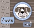 Love dog card in blue and brown Royalty Free Stock Photo