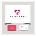 Love dog horse cat logo design and business card vector Royalty Free Stock Photo