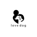 Love dog logo illustration of a hug dog, abstract vector design Royalty Free Stock Photo