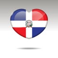 Love DOMINICAN REPUBLIC symbol. Heart flag icon.