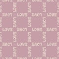 Love. Doodle hand drawing seamless pattern on pink background . White and black Words, hearts, arrows Royalty Free Stock Photo