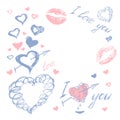 Love doodle romantic background vector Royalty Free Stock Photo