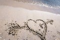 Love drawn on the sand of a beach Royalty Free Stock Photo