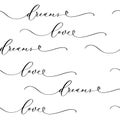 Love Dreams. Hand drawn calligraphy seamless patern for wrapping paper.