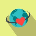 Love the earth flat icon Royalty Free Stock Photo