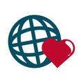 Love on earth heart charity or donation in the world flat style icon Royalty Free Stock Photo