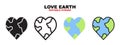 Love Earth icon set with different styles. Editable stroke and pixel perfect. Can be used for web, mobile, ui and more Royalty Free Stock Photo