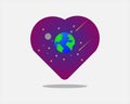 Love earth ilustrationn with flat design style