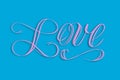 Love - elegant hand lettering in pink.