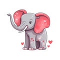 Love Elephant Sticker On Isolated Tansparent Background, Png, Logo. Generative AI Royalty Free Stock Photo