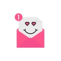 Love emoji in pink letter notification