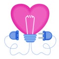 Love energy. Heart with power plug and socket. Royalty Free Stock Photo