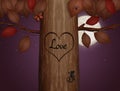 Love Engraving On The Tree Trunk